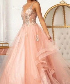 Elizabeth K GL3021 - Sleeveless Plunging V-neck Ballgown 18 Elizabeth K GL3021 - Sleeveless Plunging V-neck Ballgown