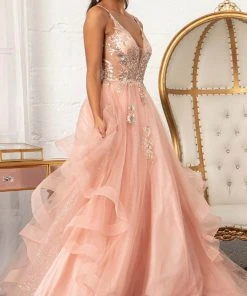 Elizabeth K GL3021 - Sleeveless Plunging V-neck Ballgown 19 Elizabeth K GL3021 - Sleeveless Plunging V-neck Ballgown