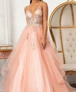Elizabeth K GL3021 - Sleeveless Plunging V-neck Ballgown 16 Elizabeth K GL3021 - Sleeveless Plunging V-neck Ballgown