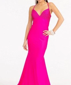 Elizabeth K GL3035 - Lace Up Back Mermaid Prom Dress