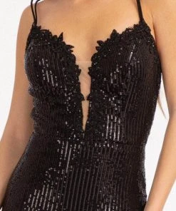 Elizabeth K GL3050 - Lace Trimmed Sequin Prom Dress 20 Elizabeth K GL3050 - Lace Trimmed Sequin Prom Dress