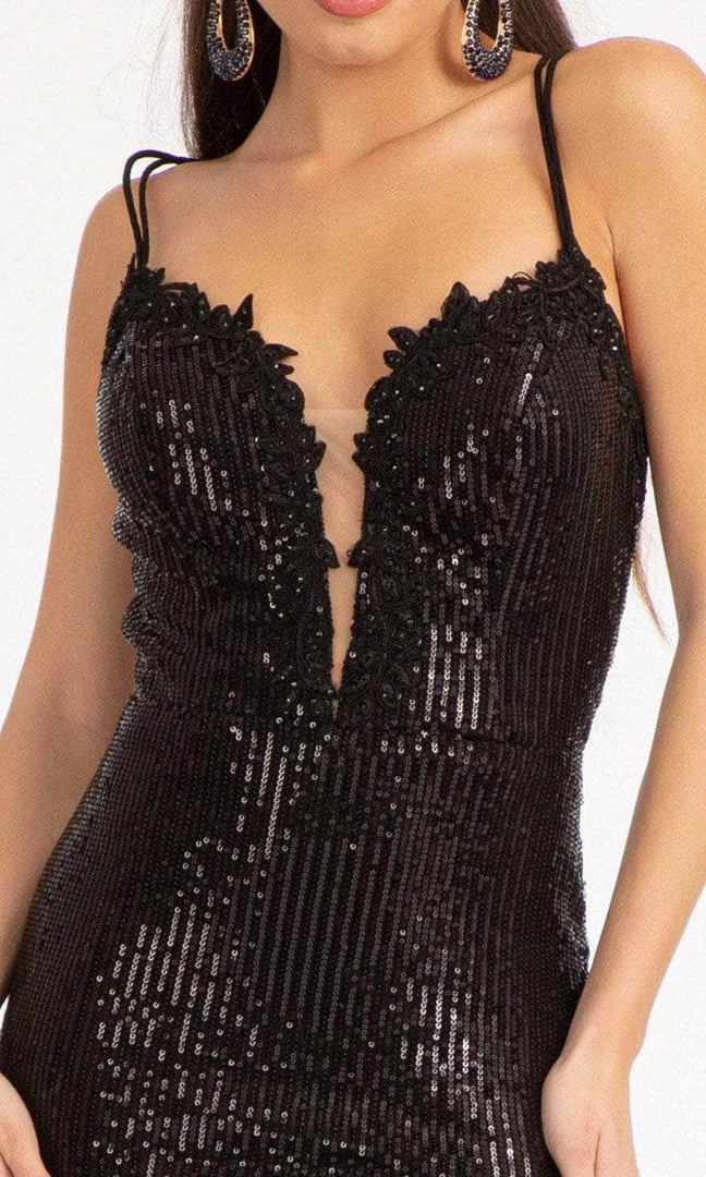 Elizabeth K GL3050 - Lace Trimmed Sequin Prom Dress 5 Elizabeth K GL3050 - Lace Trimmed Sequin Prom Dress