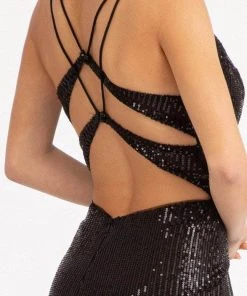 Elizabeth K GL3050 - Lace Trimmed Sequin Prom Dress 21 Elizabeth K GL3050 - Lace Trimmed Sequin Prom Dress