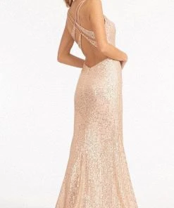 Elizabeth K GL3050 - Lace Trimmed Sequin Prom Dress 27 Elizabeth K GL3050 - Lace Trimmed Sequin Prom Dress