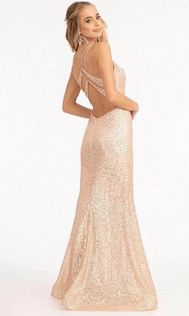 Elizabeth K GL3050 - Lace Trimmed Sequin Prom Dress 12 Elizabeth K GL3050 - Lace Trimmed Sequin Prom Dress