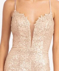 Elizabeth K GL3050 - Lace Trimmed Sequin Prom Dress 28 Elizabeth K GL3050 - Lace Trimmed Sequin Prom Dress