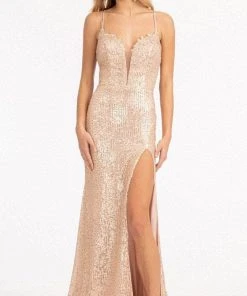 Elizabeth K GL3050 - Lace Trimmed Sequin Prom Dress 26 Elizabeth K GL3050 - Lace Trimmed Sequin Prom Dress