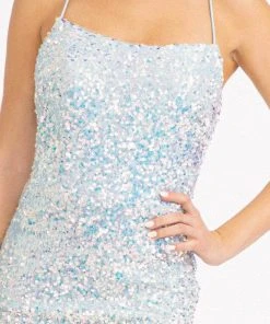 Elizabeth K GL3051 - Sleeveless Sequined Evening Gown