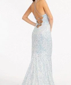 Elizabeth K GL3051 - Sleeveless Sequined Evening Gown