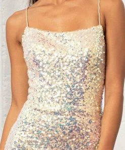 Elizabeth K GL3051 - Sleeveless Sequined Evening Gown