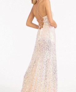 Elizabeth K GL3051 - Sleeveless Sequined Evening Gown