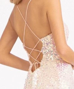 Elizabeth K GL3051 - Sleeveless Sequined Evening Gown