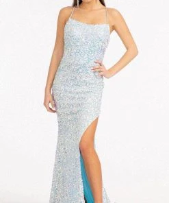 Elizabeth K GL3051 - Sleeveless Sequined Evening Gown