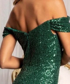 Elizabeth K GL3064 - Off Shoulder Sleeve Mermaid Dress