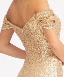 Elizabeth K GL3064 - Off Shoulder Sleeve Mermaid Dress