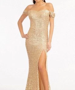 Elizabeth K GL3064 - Off Shoulder Sleeve Mermaid Dress