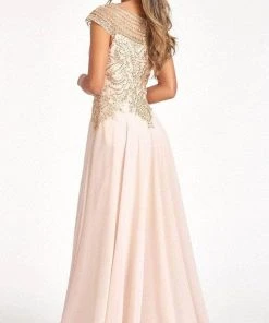 Elizabeth K GL3065 - Embroidered Scoop Formal Gown