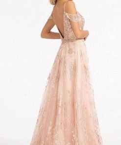 Elizabeth K GL3070 - Draping Sleeves Formal Gown