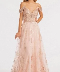 Elizabeth K GL3070 - Draping Sleeves Formal Gown