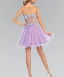 Elizabeth K - GS1106 Sequin Embellished Sweetheart Neck Tulle Dress