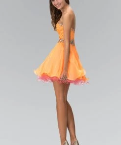 Elizabeth K - GS1108 Bejeweled Sweetheart Neck Tulle Short Dress 5 Elizabeth K - GS1108 Bejeweled Sweetheart Neck Tulle Short Dress