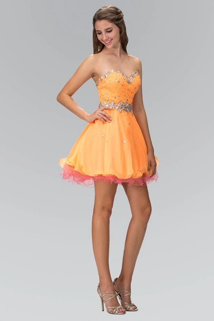 Elizabeth K - GS1108 Bejeweled Sweetheart Neck Tulle Short Dress 3 Elizabeth K - GS1108 Bejeweled Sweetheart Neck Tulle Short Dress
