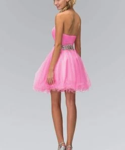 Elizabeth K - GS1139 Jeweled Ruched Sweetheart Tulle A-line Dress