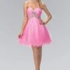 Elizabeth K - GS1139 Jeweled Ruched Sweetheart Tulle A-line Dress