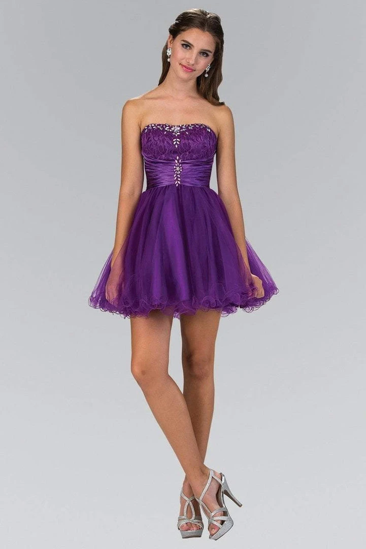 Elizabeth K - GS1345 Jeweled Strapless Lace-up Back Cocktail Dress 6 Elizabeth K - GS1345 Jeweled Strapless Lace-up Back Cocktail Dress