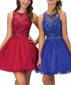 Elizabeth K - GS1405 Beaded Jewel Cocktail Dress