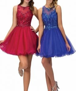 Elizabeth K - GS1405 Beaded Jewel Cocktail Dress