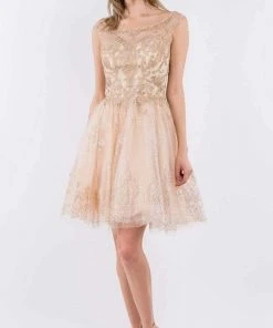 Elizabeth K - GS1964 Cap Sleeve Glitter Illusion Dress 18 Elizabeth K - GS1964 Cap Sleeve Glitter Illusion Dress