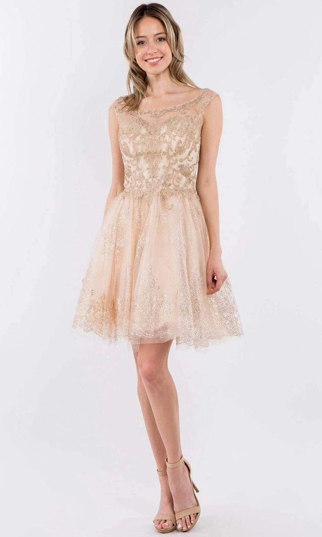 Elizabeth K - GS1964 Cap Sleeve Glitter Illusion Dress 10 Elizabeth K - GS1964 Cap Sleeve Glitter Illusion Dress