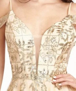 Elizabeth K GS1997 - Glitter V-Neck Cocktail Dress 21 Elizabeth K GS1997 - Glitter V-Neck Cocktail Dress