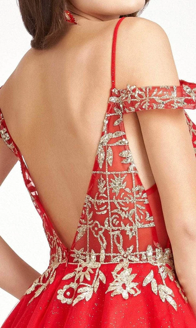 Elizabeth K GS1997 - Glitter V-Neck Cocktail Dress 10 Elizabeth K GS1997 - Glitter V-Neck Cocktail Dress