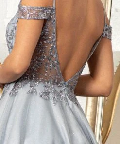 Elizabeth K GS1997 - Glitter V-Neck Cocktail Dress 33 Elizabeth K GS1997 - Glitter V-Neck Cocktail Dress