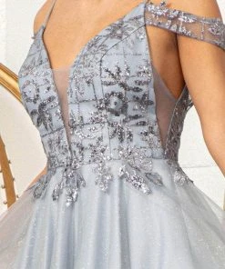 Elizabeth K GS1997 - Glitter V-Neck Cocktail Dress 32 Elizabeth K GS1997 - Glitter V-Neck Cocktail Dress