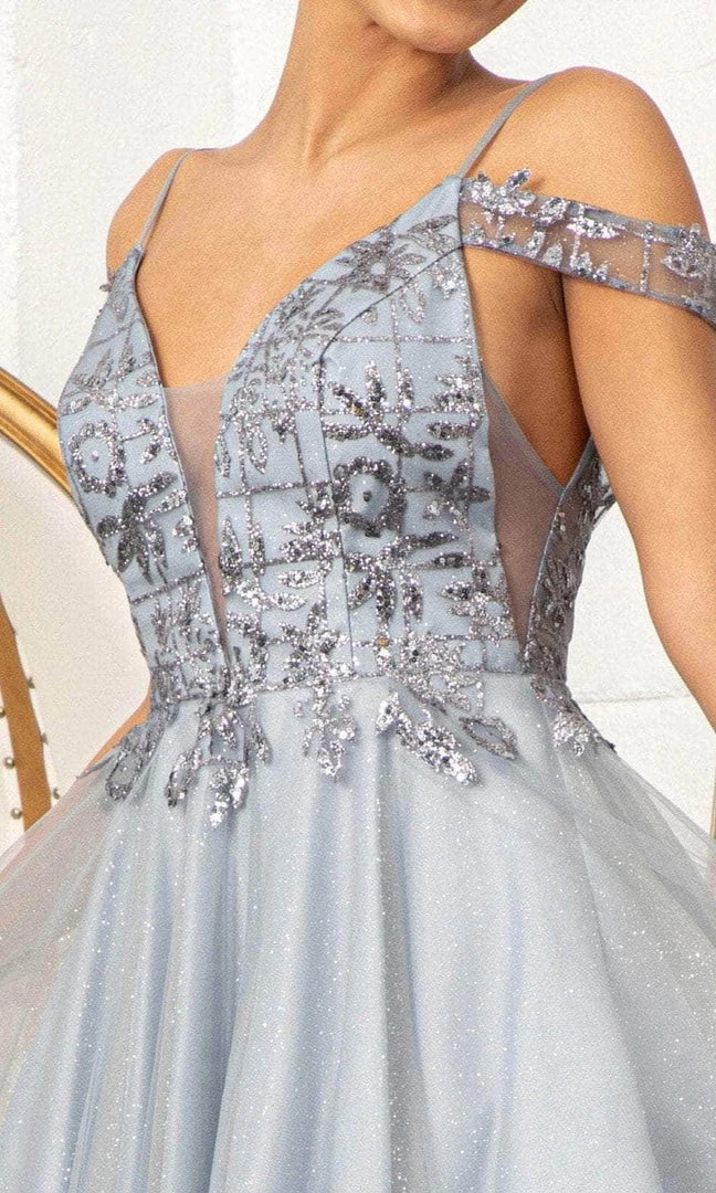 Elizabeth K GS1997 - Glitter V-Neck Cocktail Dress 17 Elizabeth K GS1997 - Glitter V-Neck Cocktail Dress