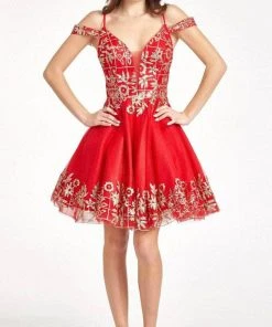 Elizabeth K GS1997 - Glitter V-Neck Cocktail Dress 22 Elizabeth K GS1997 - Glitter V-Neck Cocktail Dress