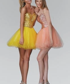 Elizabeth K - GS2034 Jewel Embellished Sweetheart Tulle Dress