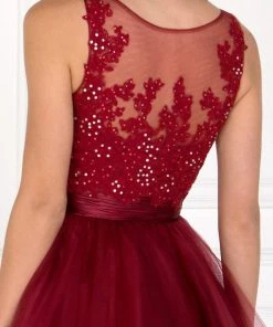 Elizabeth K - GS2414 Sparkly Beaded Lace Bodice Tulle Cocktail Dress