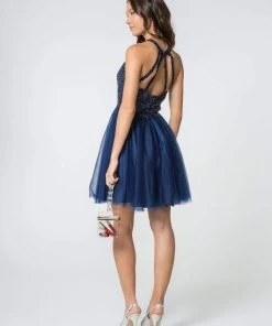 Elizabeth K - GS2809 Embroidered Illusion Jewel Cocktail Dress 7 Elizabeth K - GS2809 Embroidered Illusion Jewel Cocktail Dress