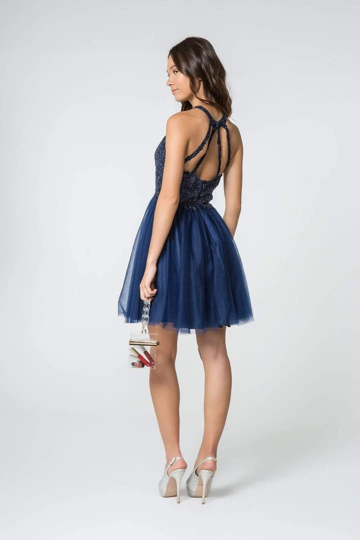 Elizabeth K - GS2809 Embroidered Illusion Jewel Cocktail Dress 4 Elizabeth K - GS2809 Embroidered Illusion Jewel Cocktail Dress