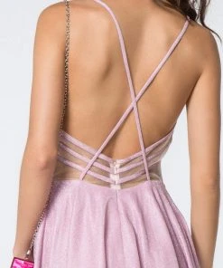 Elizabeth K - GS2839 Deep V-neck A-line Cocktail Dress