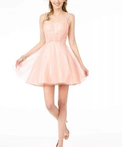 Elizabeth K - GS2866 Ruched V-Neck A-Line Cocktail Dress