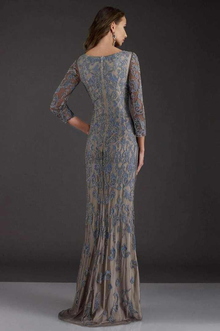 Feriani Couture - 18004 Embellished V-neck Sheath Dress 4 Feriani Couture - 18004 Embellished V-neck Sheath Dress