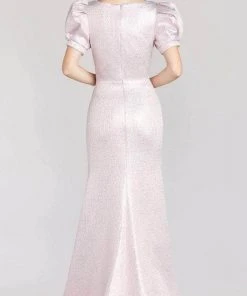 Feriani Couture 18202 - Puffed Short Sleeved Metallic Gown