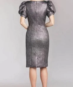 Feriani Couture 18204 - Short Puffed Sleeved Midi Dress