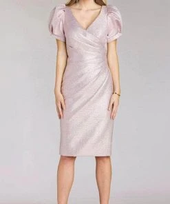 Feriani Couture 18204 - Short Puffed Sleeved Midi Dress 7 Feriani Couture 18204 - Short Puffed Sleeved Midi Dress