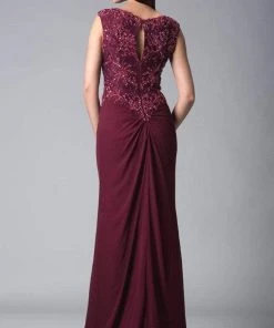 Feriani Couture - 18402 Embellished Cap Sleeve Column Gown